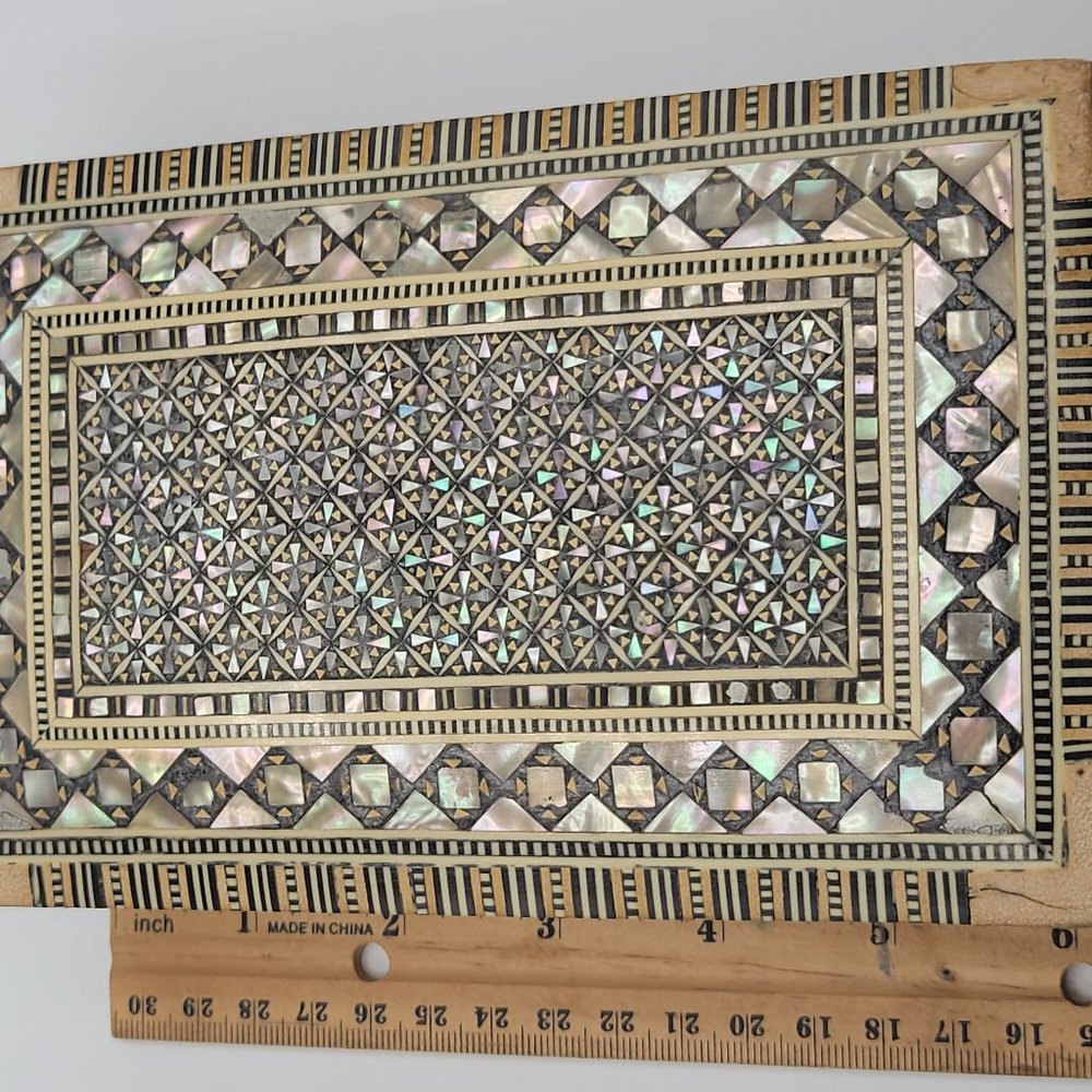 Handmade Wood Jewelry Box Inlaid Mother of Pearl - Picture 5 of 10